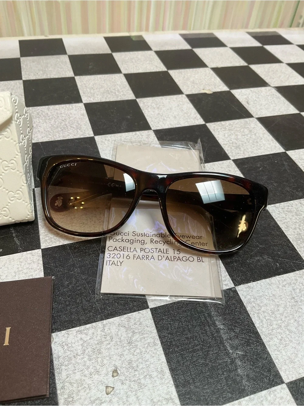 Gucci Kids Brown Gradient Square Sunglasses with Gold Accents